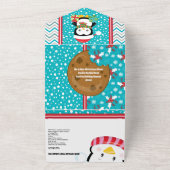 Cute pinguïn met kerstrecept voor pet all in one uitnodiging (Buitenkant)