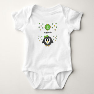 Cute pinguin name sterren geel groen romper