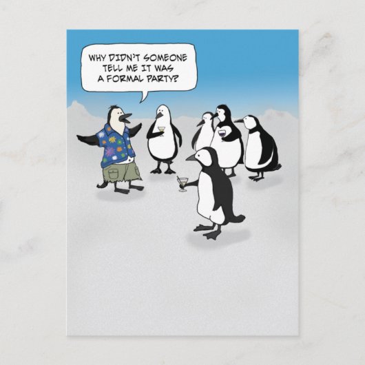 Cute pinguin party briefkaart (Voorkant)