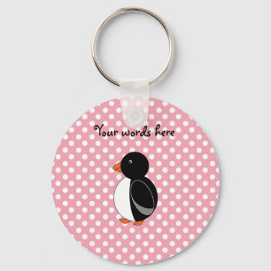 Cute pinguin roze poka dots sleutelhanger
