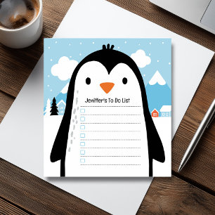 Cute Pinguïn Sneeuw Takenlijst Kinderen Illustrati Notitieblok