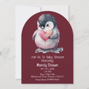 Cute Pinguïn Thema Baby Shower Uitnodiging