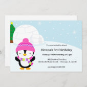 Cute pinguin verjaardagsfeest kaart (Voorkant / Achterkant)