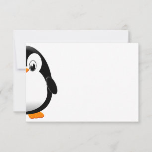 Cute Pinguïn Zwart en Wit Blank Notitiekaartje