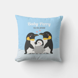 Cute Pinguïnkuiken en Familie Babykamer Kussen