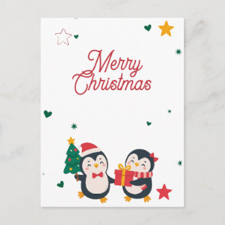Cute Pinguïns Kerstkaart Feestdagenkaart