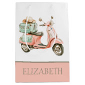 Cute Pink and Aqua Coastal Scooter Medium Cadeauzakje (Voorkant)