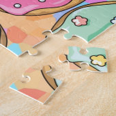 Cute Pink and Blauwgroen Donuts Art Legpuzzel (Zijkant)