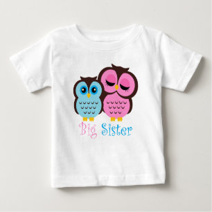 Cute Pink and Blue Owls Big Sister Little Brother