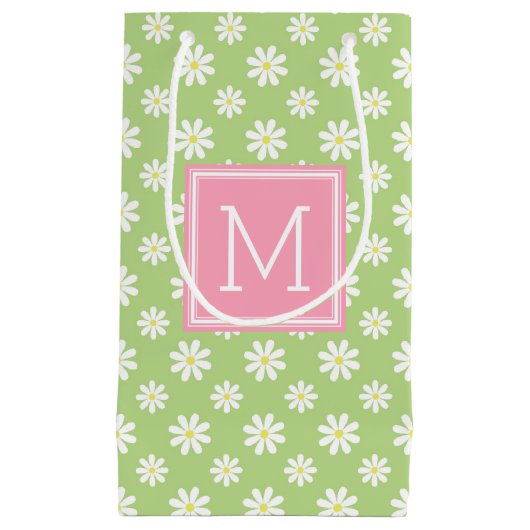 Cute Pink and Green Daisies Pattern Personalized Klein Cadeauzakje