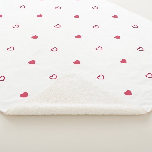 Cute Pink and Red Heart Pattern Sherpa Throw Blank (3/4)