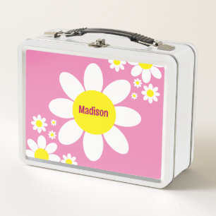 Cute Pink and White Daisies Floral Custom Name