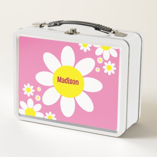 Cute Pink and White Daisies Floral Custom Name (Voorkant)