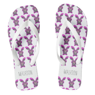 Cute Pink and White Easter Bunny Personalized Teenslippers