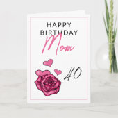 Cute Pink and White Feminine Roos Mam Birthday Kaart (Voorkant)