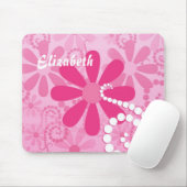 Cute Pink and White Girly Flowers Daisy Pattern Muismat (Met muis)