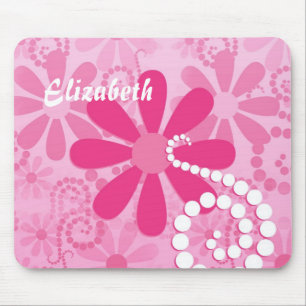Cute Pink and White Girly Flowers Daisy Pattern Muismat