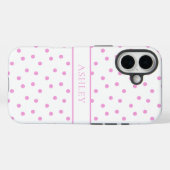 Cute Pink and White Polka Dot Personalized Name Case-Mate iPhone Case (Achterkant (horizontaal))