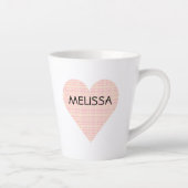 Cute Pink and Yellow Pset Heart PERSONALIZED Latte Mok (Rechts)