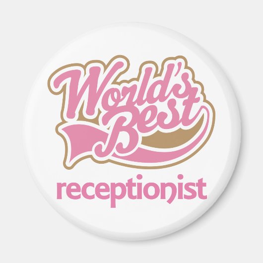 Cute Pink Award Werkt beste receptionist Magneet (Voorkant)