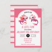 Cute Pink Axolotl Birthday Party Kaart (Voorkant / Achterkant)