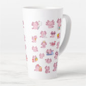 Cute Pink Axolotl Pattern Latte Coffee Tea Mug Latte Mok (Rechterhoek)