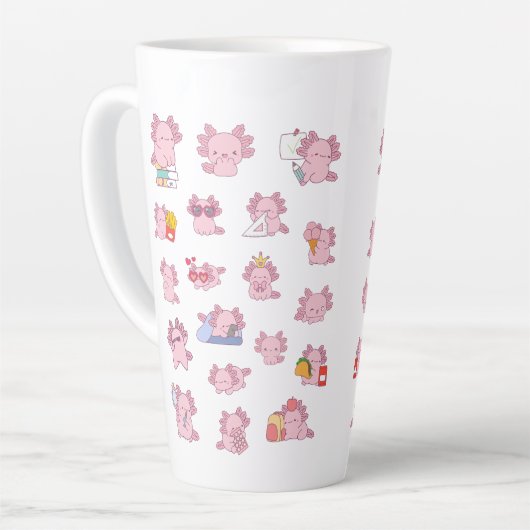 Cute Pink Axolotl Pattern Latte Coffee Tea Mug Latte Mok (Linkerhoek)
