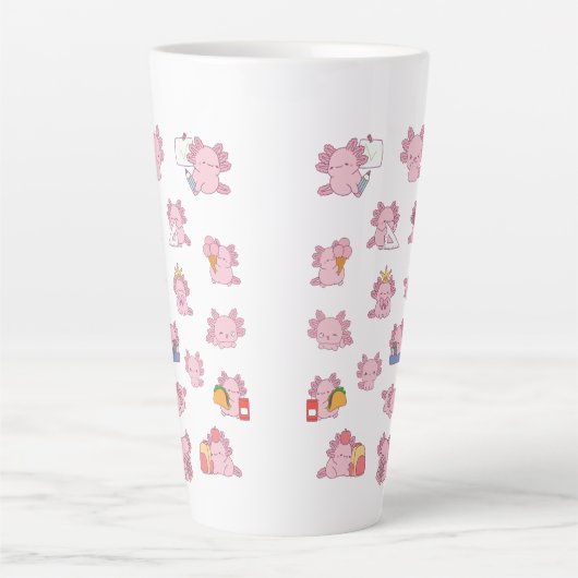 Cute Pink Axolotl Pattern Latte Coffee Tea Mug Latte Mok (Voorkant)