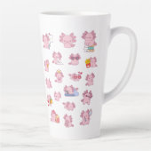 Cute Pink Axolotl Pattern Latte Coffee Tea Mug Latte Mok (Rechts)