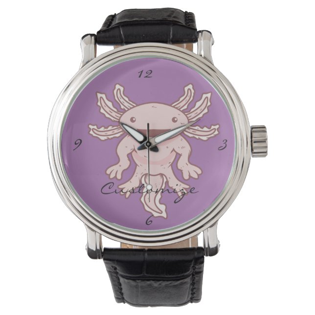 Cute Pink Axolotl Thunder_Cove Horloge (Voorkant)