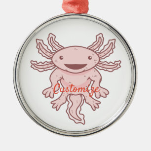 Cute Pink Axolotl Thunder_Cove Metalen Ornament