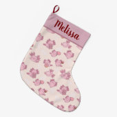 Cute  pink axolotls Christmas stoking Grote Kerstsok (Voorkant (Hangend))