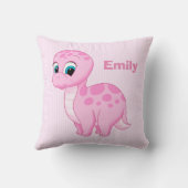 Cute Pink Baby Brontosaurus Dinosaur Kussen (Achterkant)