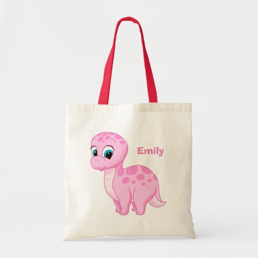 Cute Pink Baby Brontosaurus Dinosaur Tote Bag (Voorkant)