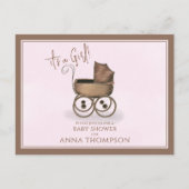 Cute Pink Baby Carriage Classic Uitnodiging Briefkaart (Voorkant)