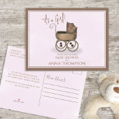 Cute Pink Baby Carriage Classic Uitnodiging Briefkaart