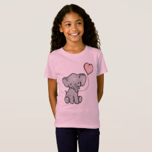 Cute Pink Baby Elephant Girl's T-Shirt