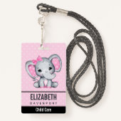 Cute Pink Baby Elephant met Polka Dot Ears Badge (Achterkant met draagriem)