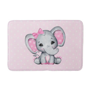Cute Pink Baby Elephant met Polka Dot Ears Badmat