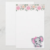 Cute Pink Baby Elephant met Polka Dot Ears Briefpapier (Voorkant / Achterkant)