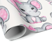 Cute Pink Baby Elephant met Polka Dot Ears Cadeaupapier (Rol Hoek)