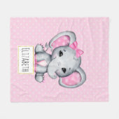 Cute Pink Baby Elephant met Polka Dot Ears Fleece Deken (Voorkant (Horizontaal))