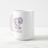Cute Pink Baby Elephant met Polka Dot Ears Koffiemok (Voorkant links)
