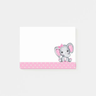 Cute Pink Baby Elephant met Polka Dot Ears Post-it® Notes