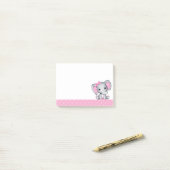 Cute Pink Baby Elephant met Polka Dot Ears Post-it® Notes (Op bureau)