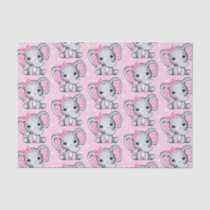 Cute Pink Baby Elephant met Polka Dot Ears Tissuepapier