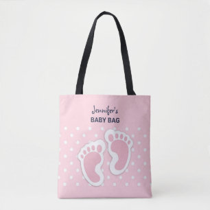 Cute Pink Baby Girl Footprint Draagtas