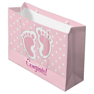 Cute Pink Baby Girl Footprint Groot Cadeauzakje