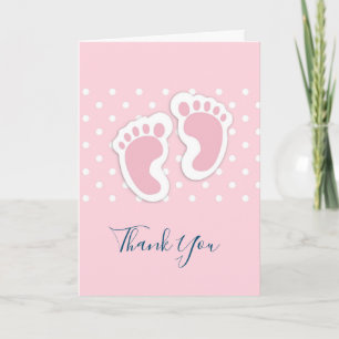 Cute Pink baby Girl Footprint Hartelijk dank Kaart
