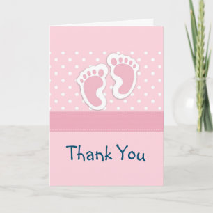 Cute Pink baby Girl Footprint Hartelijk dank Kaart